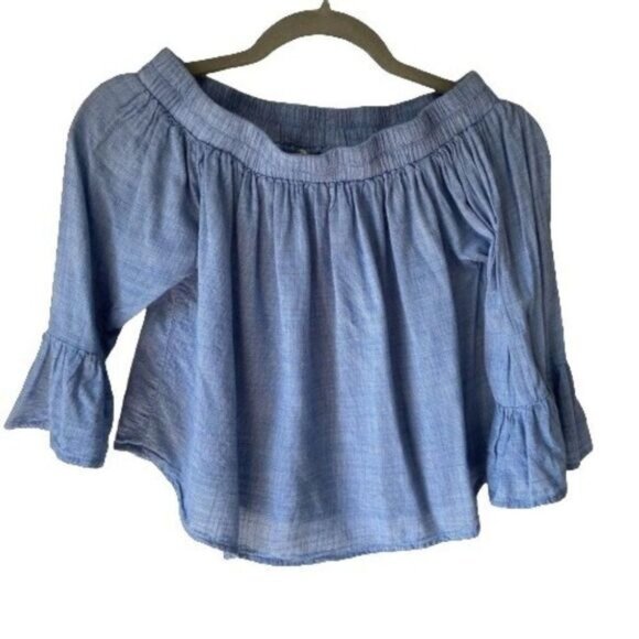 Women's Off‎ Shoulder Boho Shirt Ruffled Peasant Blouses Casual Crop Tops - Picture 1 of 5